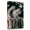 Squirrel on Tree Stump Wall Art – Rustic Farmhouse Nature Decor Print
