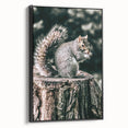 Squirrel on Tree Stump Wall Art – Rustic Farmhouse Nature Decor Print