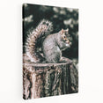 Squirrel on Tree Stump Wall Art – Rustic Farmhouse Nature Decor Print
