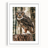 Regal Owl Wall Art – Rustic Farmhouse Nature-Inspired Decor Print