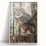 Regal Owl Wall Art – Rustic Farmhouse Nature-Inspired Decor Print
