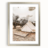 Rustic Camping Tent Wall Art – Farmhouse Adventure-Inspired Decor Print