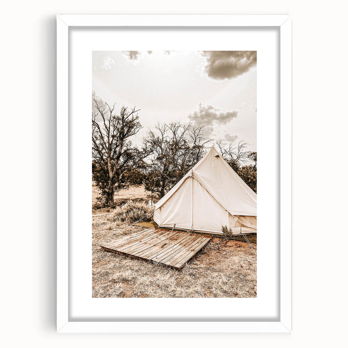 Rustic Camping Tent Wall Art – Farmhouse Adventure-Inspired Decor Print