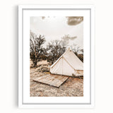 Rustic Camping Tent Wall Art – Farmhouse Adventure-Inspired Decor Print