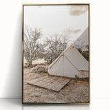 Rustic Camping Tent Wall Art – Farmhouse Adventure-Inspired Decor Print