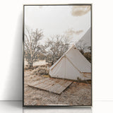 Rustic Camping Tent Wall Art – Farmhouse Adventure-Inspired Decor Print