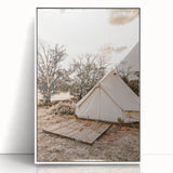 Rustic Camping Tent Wall Art – Farmhouse Adventure-Inspired Decor Print