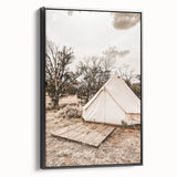 Rustic Camping Tent Wall Art – Farmhouse Adventure-Inspired Decor Print