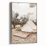 Rustic Camping Tent Wall Art – Farmhouse Adventure-Inspired Decor Print