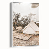 Rustic Camping Tent Wall Art – Farmhouse Adventure-Inspired Decor Print