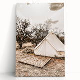 Rustic Camping Tent Wall Art – Farmhouse Adventure-Inspired Decor Print