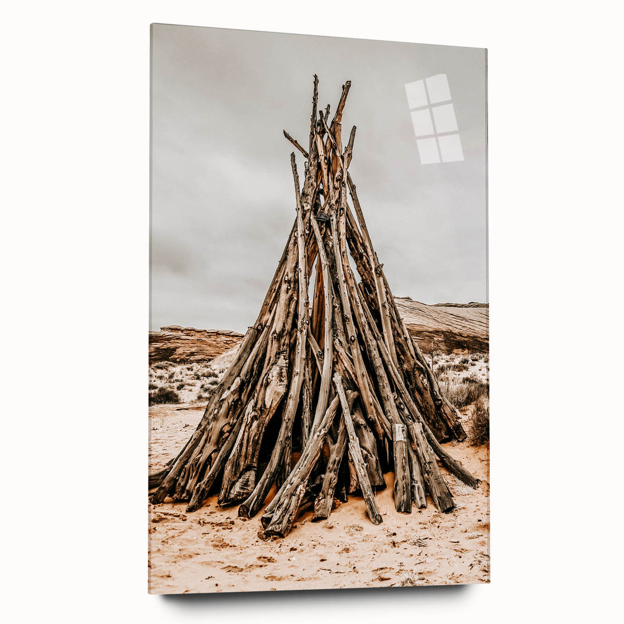 Rustic Driftwood Teepee Wall Art – Farmhouse Adventure Decor Print