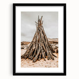 Rustic Driftwood Teepee Wall Art – Farmhouse Adventure Decor Print