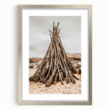 Rustic Driftwood Teepee Wall Art – Farmhouse Adventure Decor Print