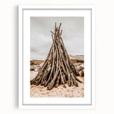 Rustic Driftwood Teepee Wall Art – Farmhouse Adventure Decor Print