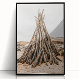 Rustic Driftwood Teepee Wall Art – Farmhouse Adventure Decor Print