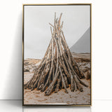 Rustic Driftwood Teepee Wall Art – Farmhouse Adventure Decor Print