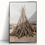 Rustic Driftwood Teepee Wall Art – Farmhouse Adventure Decor Print