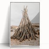 Rustic Driftwood Teepee Wall Art – Farmhouse Adventure Decor Print