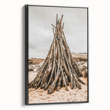Rustic Driftwood Teepee Wall Art – Farmhouse Adventure Decor Print