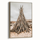 Rustic Driftwood Teepee Wall Art – Farmhouse Adventure Decor Print