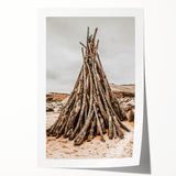 Rustic Driftwood Teepee Wall Art – Farmhouse Adventure Decor Print