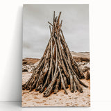 Rustic Driftwood Teepee Wall Art – Farmhouse Adventure Decor Print