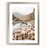 Mountain Sheep Herd Wall Art – Rustic Farmhouse Country Decor Print