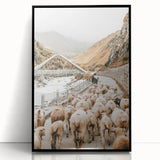 Mountain Sheep Herd Wall Art – Rustic Farmhouse Country Decor Print