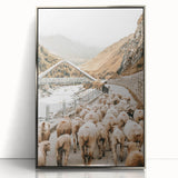 Mountain Sheep Herd Wall Art – Rustic Farmhouse Country Decor Print