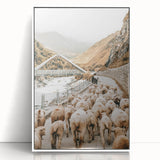 Mountain Sheep Herd Wall Art – Rustic Farmhouse Country Decor Print
