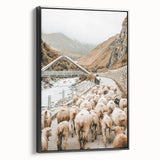 Mountain Sheep Herd Wall Art – Rustic Farmhouse Country Decor Print