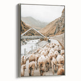 Mountain Sheep Herd Wall Art – Rustic Farmhouse Country Decor Print