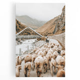 Mountain Sheep Herd Wall Art – Rustic Farmhouse Country Decor Print