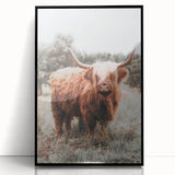 Rustic Farmhouse Wall Art - Highland Cow Country Style Decor Print