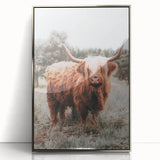 Rustic Farmhouse Wall Art - Highland Cow Country Style Decor Print