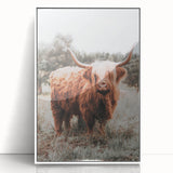 Rustic Farmhouse Wall Art - Highland Cow Country Style Decor Print