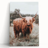 Rustic Farmhouse Wall Art - Highland Cow Country Style Decor Print