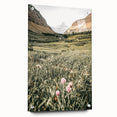 Rustic Farmhouse Wall Art - Serene Mountain Valley with Wildflowers