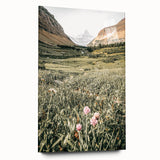 Rustic Farmhouse Wall Art - Serene Mountain Valley with Wildflowers