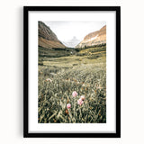 Rustic Farmhouse Wall Art - Serene Mountain Valley with Wildflowers