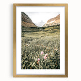 Rustic Farmhouse Wall Art - Serene Mountain Valley with Wildflowers