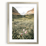 Rustic Farmhouse Wall Art - Serene Mountain Valley with Wildflowers