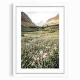Rustic Farmhouse Wall Art - Serene Mountain Valley with Wildflowers