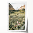 Rustic Farmhouse Wall Art - Serene Mountain Valley with Wildflowers