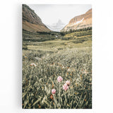 Rustic Farmhouse Wall Art - Serene Mountain Valley with Wildflowers