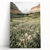 Rustic Farmhouse Wall Art - Serene Mountain Valley with Wildflowers