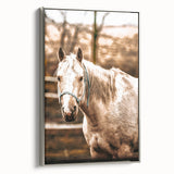 Vintage Farmhouse Wall Art - Majestic Horse in Rustic Country Scene