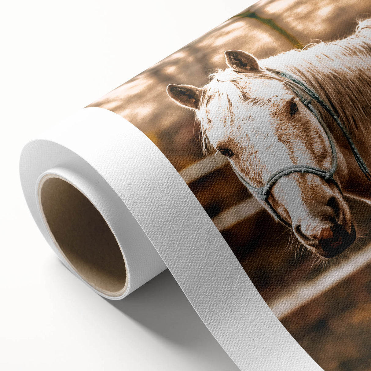 Vintage Farmhouse Wall Art - Majestic Horse in Rustic Country Scene