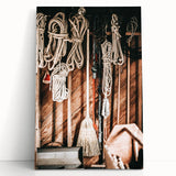 Vintage Farmhouse Wall Art - Rustic Rope and Tools in Country Shed